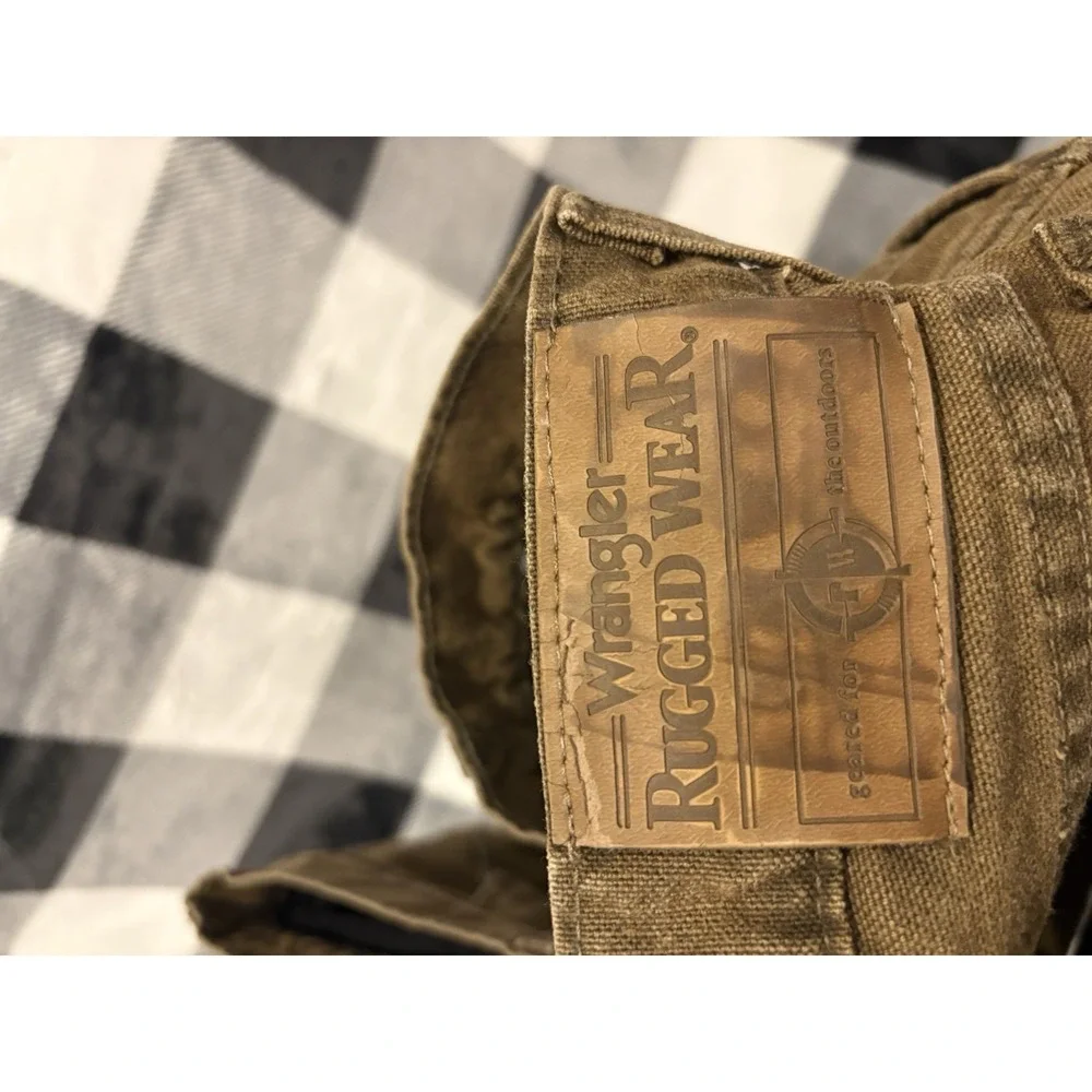 Wrangler Rugged Wear Insulated Canvas Work Pants Brown Men's 42x30 Fleece Lined